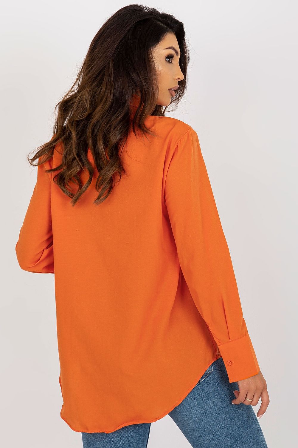 Orange Casual Button Pocket Shirt-Women's Shirts-LeStyleParfait