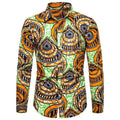 Orange Green African Print Shirt-Men Shirts-LeStyleParfait