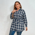 Oversized Brown Plaid Shirt Jacket-Women's Shirts-LeStyleParfait