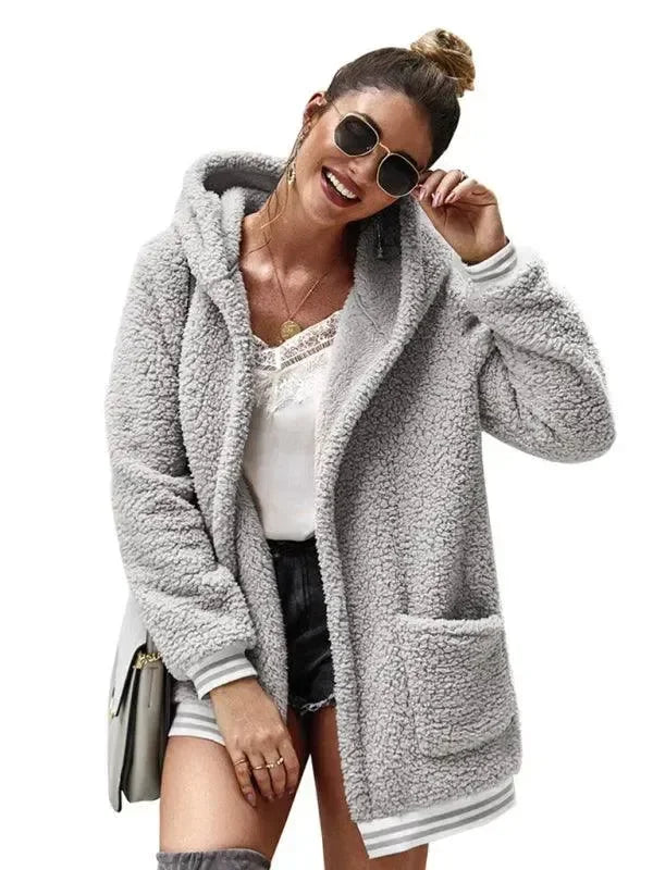 Oversized Hooded Woolen Women’s Coat - Coat - LeStyleParfait