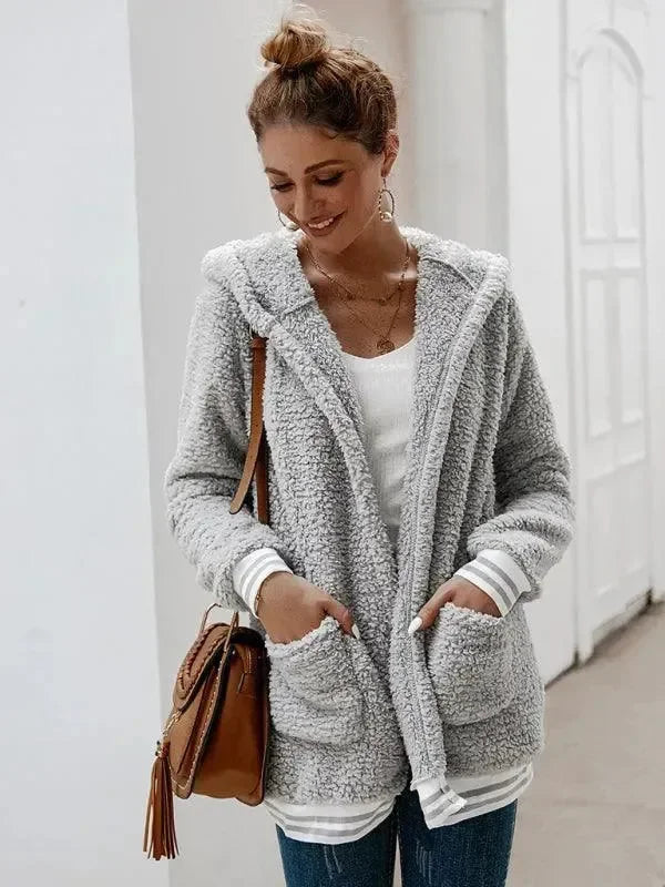 Oversized Hooded Woolen Women’s Coat - Coat - LeStyleParfait