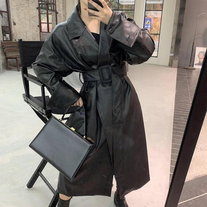 Oversized Trench Coat For Women, Black - Trench Coat - LeStyleParfait