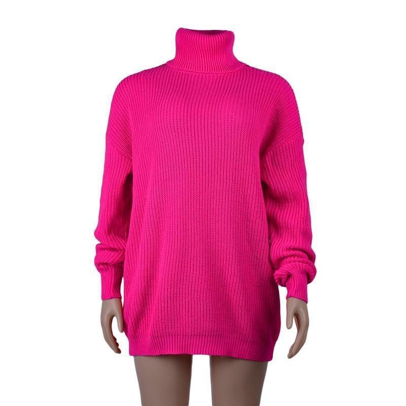 Oversized Women Turtleneck Sweater - Pullover Sweater - LeStyleParfait
