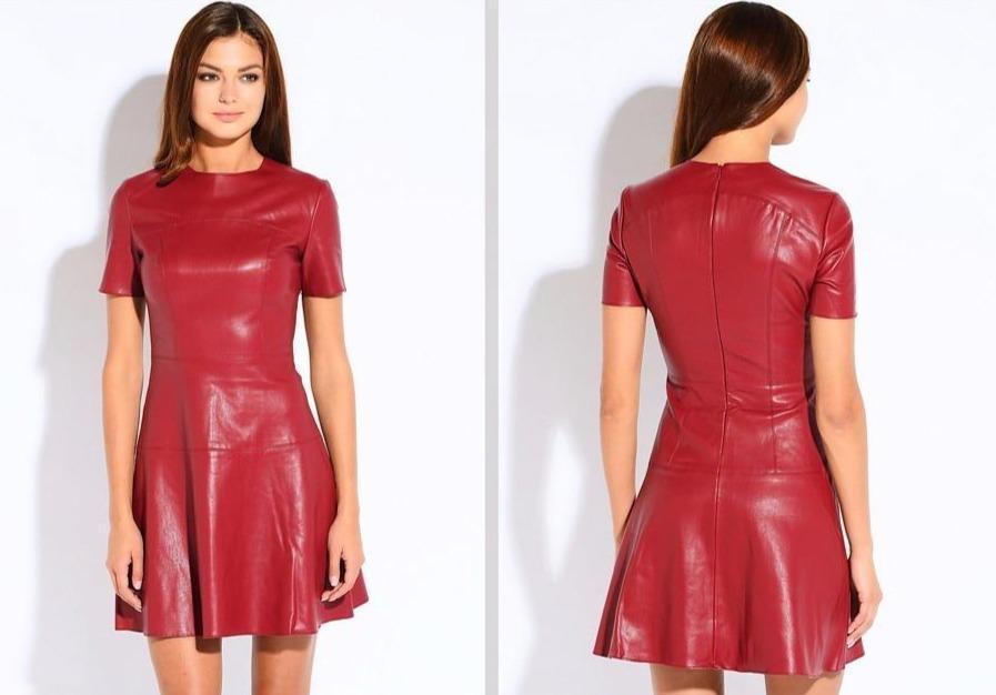 Paris Leather Dress- Short Sleeves - Mini Dress - LeStyleParfait