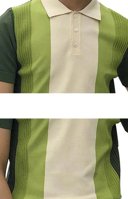 LeStyleParfait Men's T-Shirts Casual Polo Striped-Pinstriped Short Sleeves-Polo Shirt