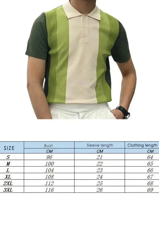 LeStyleParfait Men's T-Shirts Casual Polo Striped-Pinstriped Short Sleeves-Polo Shirt