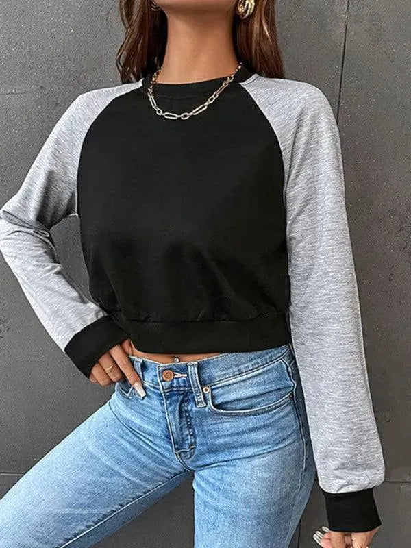 Patchwork Women Cropped Sweatshirt - Women Sweatshirt - LeStyleParfait