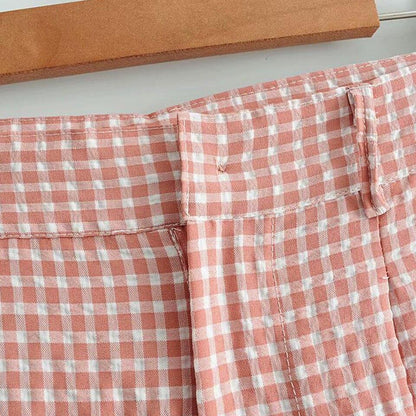 Peach Plaid Two Piece Pantsuit - Women Pant Suit - LeStyleParfait