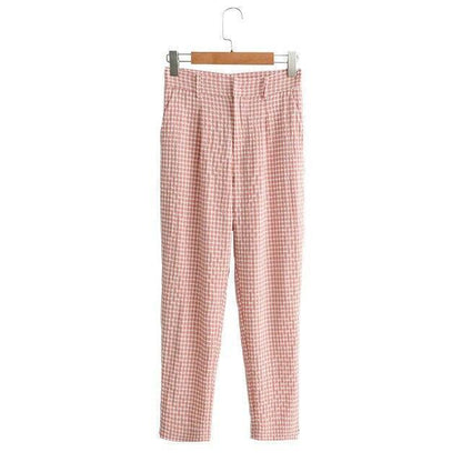 Peach Plaid Two Piece Pantsuit - Women Pant Suit - LeStyleParfait