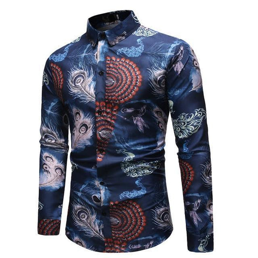 Peacock Casual Shirt For Men - Long Sleeve Shirt - LeStyleParfait