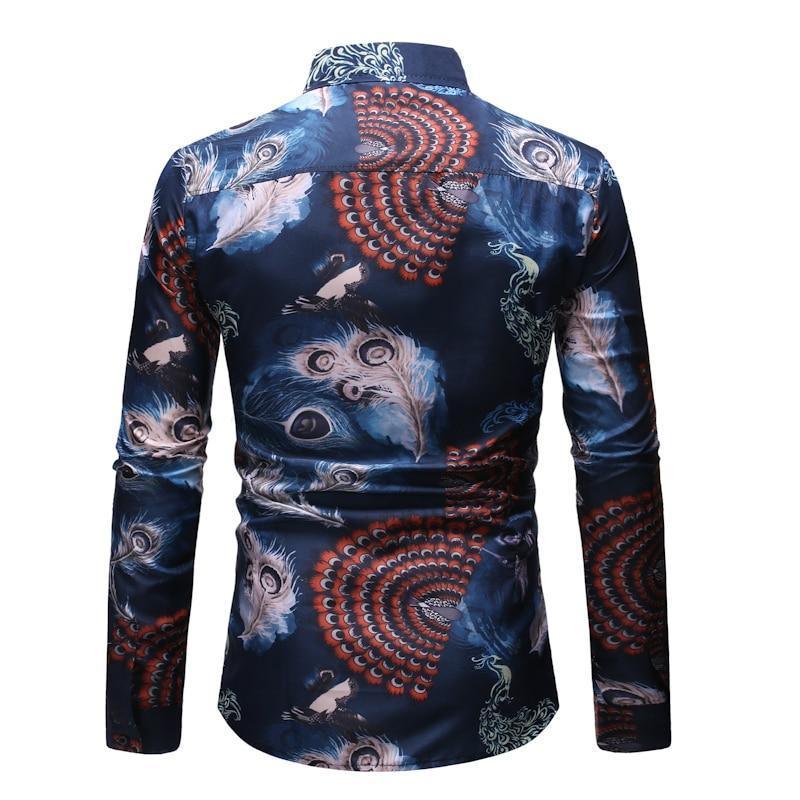 Peacock Casual Shirt For Men - Long Sleeve Shirt - LeStyleParfait