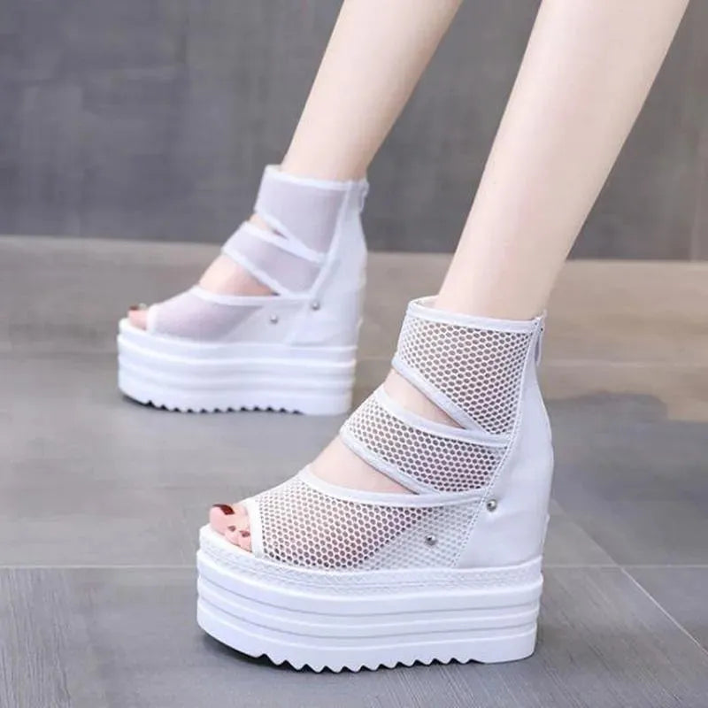 Peep Toe Ankle Wedge Shoes - Wedge Shoes - LeStyleParfait