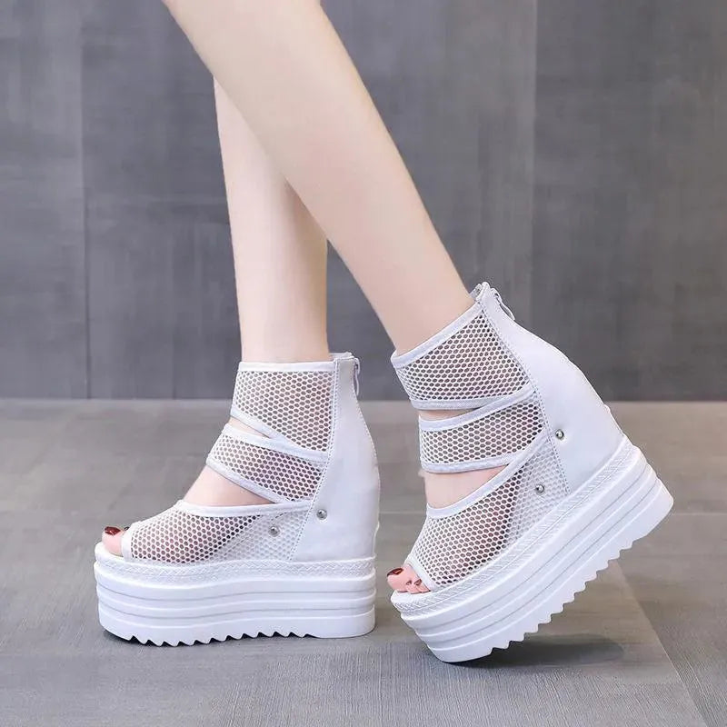 Peep Toe Ankle Wedge Shoes - Wedge Shoes - LeStyleParfait