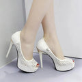 Peep Toe Lace Wedding Sandals - Sandals - LeStyleParfait