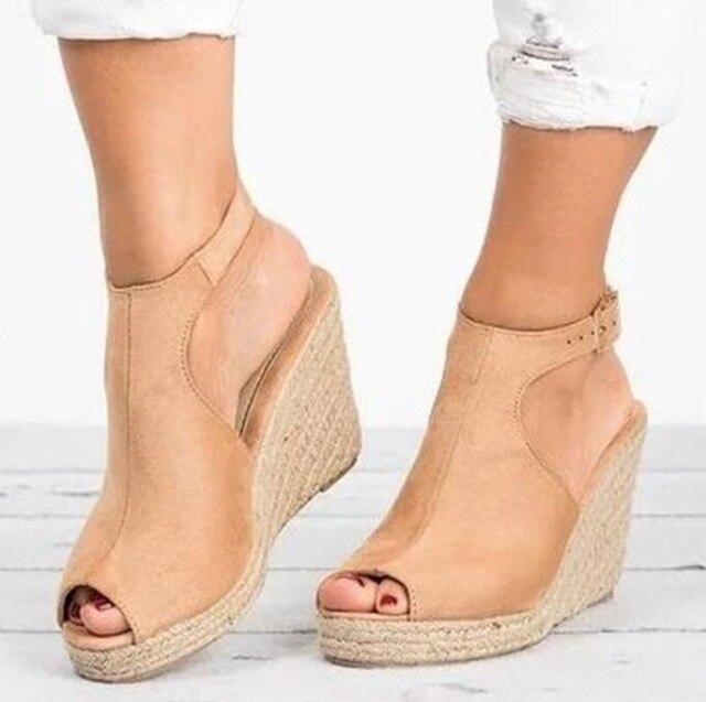 Peep Toe Wedge Sandals - Wedge Shoes - LeStyleParfait