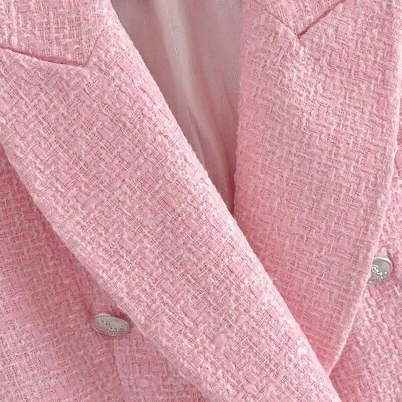 Pink Tweed Blazer Women - Formal-Business - Plain-Solid - Tweed Blazer - LeStyleParfait