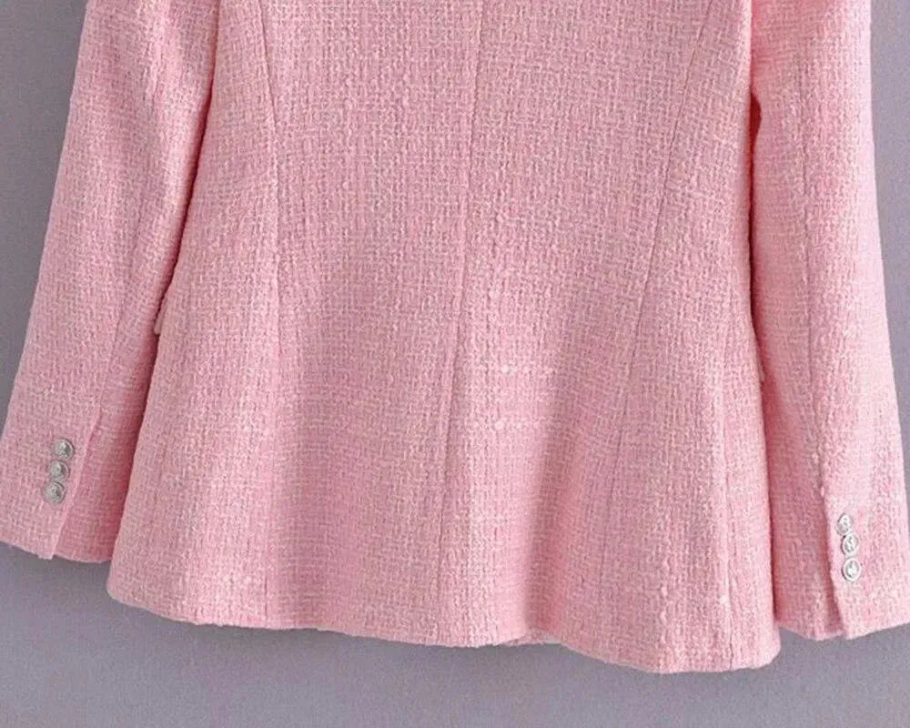 Pink Tweed Blazer Women - Formal-Business - Plain-Solid - Tweed Blazer - LeStyleParfait