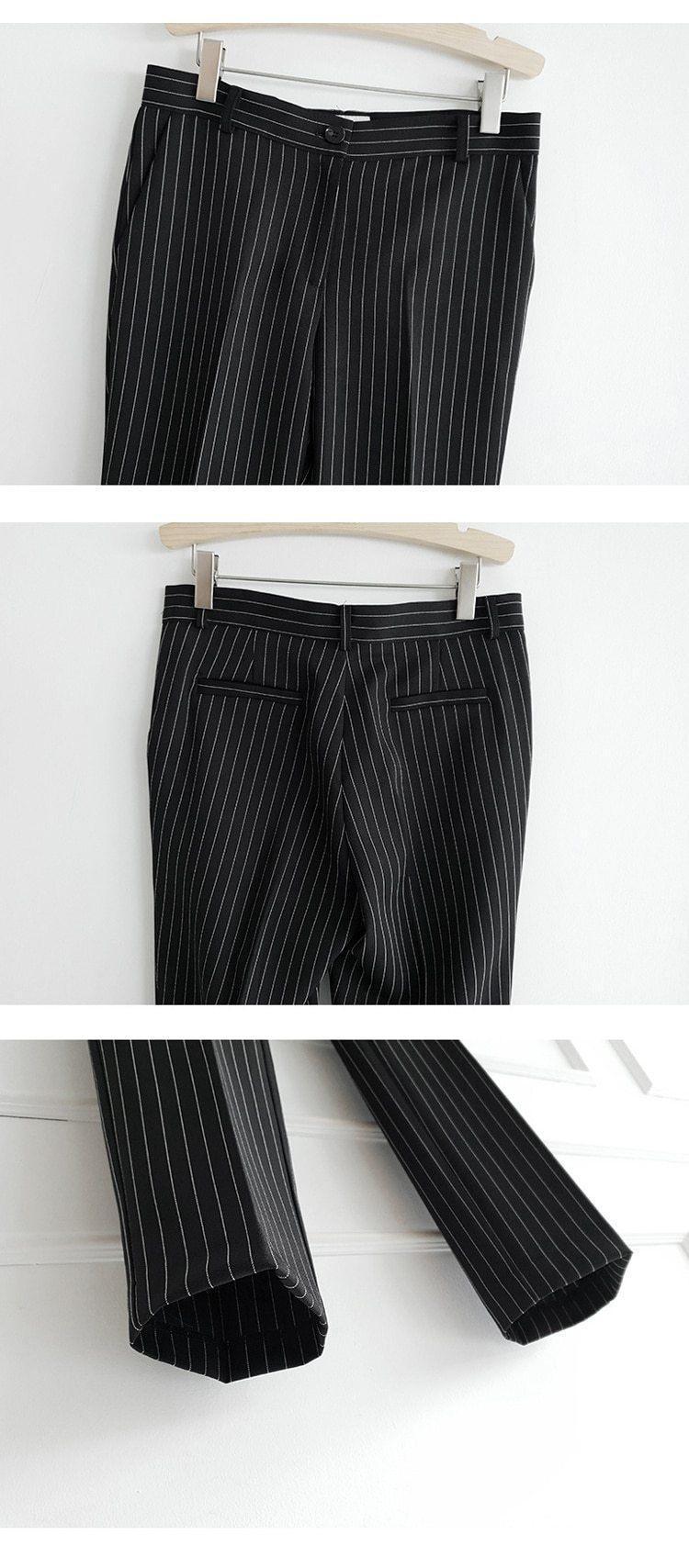 Pinstripes Temperamental Pantsuit - Women Pant Suit - LeStyleParfait
