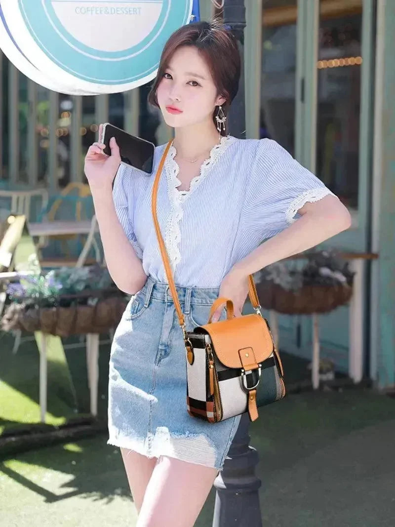 Plaid Casual Backpack Crossbody - Backpack - LeStyleParfait