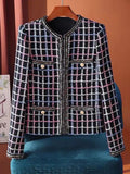 Plaid Casual Tweed Jacket Women - Tweed Blazer - LeStyleParfait