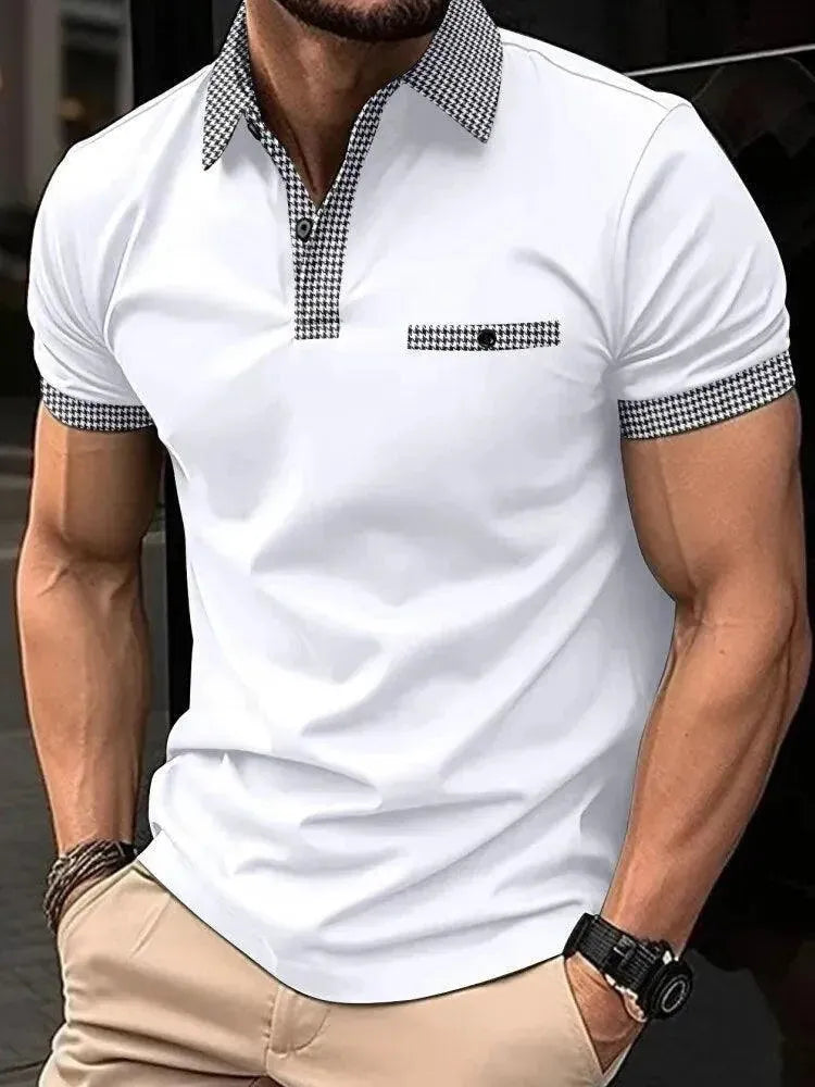 Plaid Collar Short-Sleeved Polo Shirt - Polo Shirt - LeStyleParfait