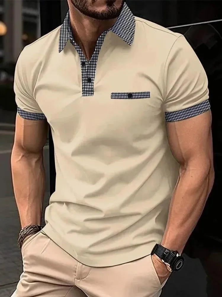 Plaid Collar Short-Sleeved Polo Shirt - Polo Shirt - LeStyleParfait