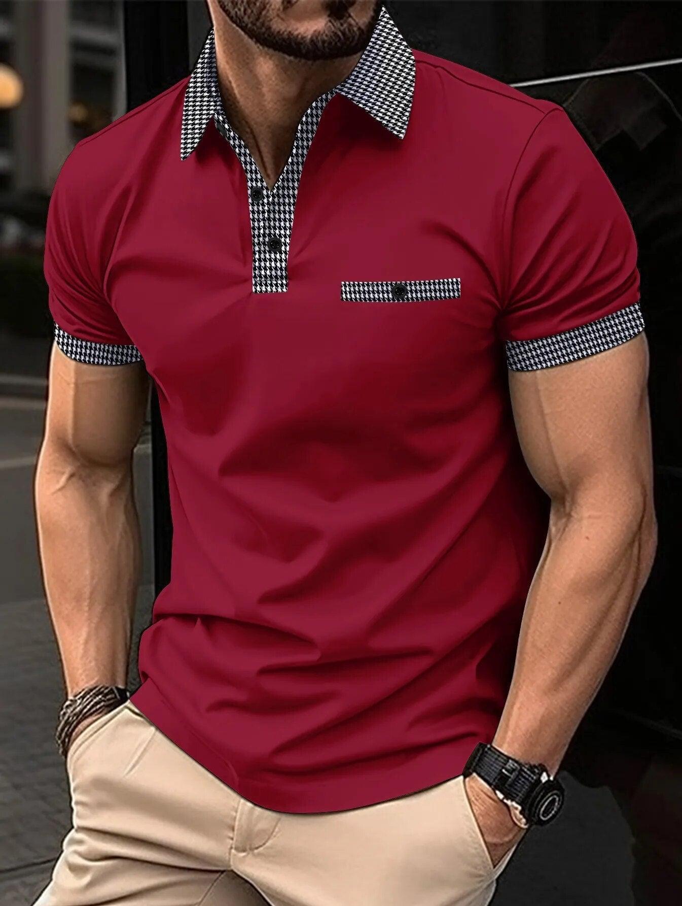 Plaid Collar Short-Sleeved Polo Shirt - Polo Shirt - LeStyleParfait