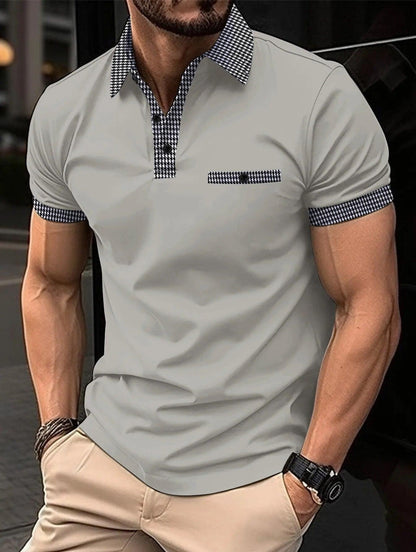 Plaid Collar Short-Sleeved Polo Shirt - Polo Shirt - LeStyleParfait