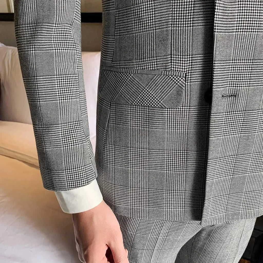 Plaid Double Breasted Three Piece Suit - Plaid Suit - LeStyleParfait