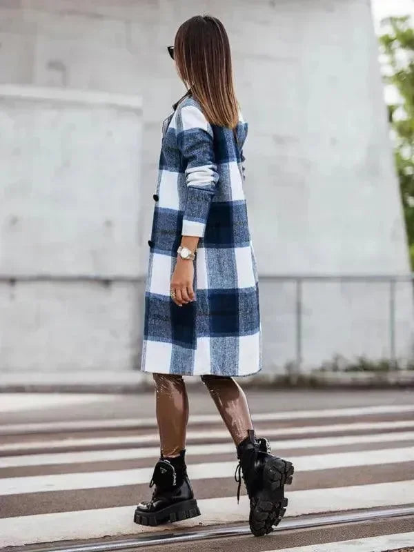 Plaid Double-Breasted Women Coat - Coat - LeStyleParfait
