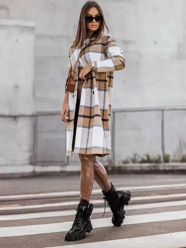 Plaid Double-Breasted Women Coat - Coat - LeStyleParfait