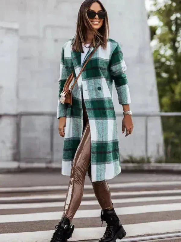 Plaid Double-Breasted Women Coat - Coat - LeStyleParfait