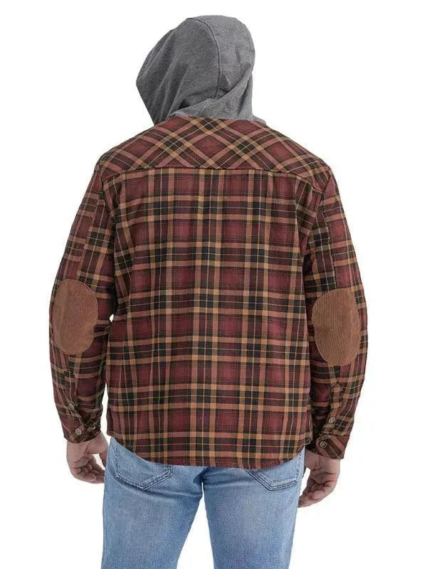 Plaid Fleece Hooded Men Flannel Shirt - Flannel Shirt - LeStyleParfait