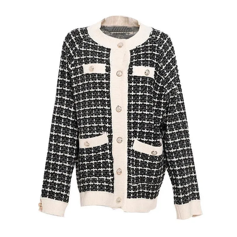 Plaid Oversized Cardigan Sweater for Women - Cardigan Sweater - LeStyleParfait