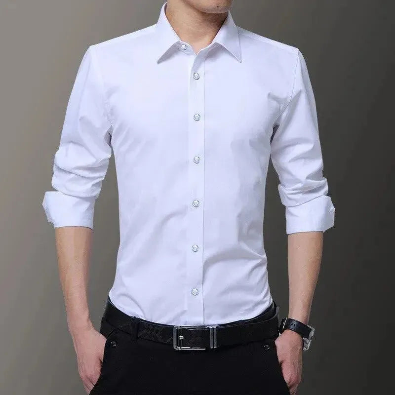 Plain Slim Fit Formal Dress Shirt - Dress Shirt - LeStyleParfait