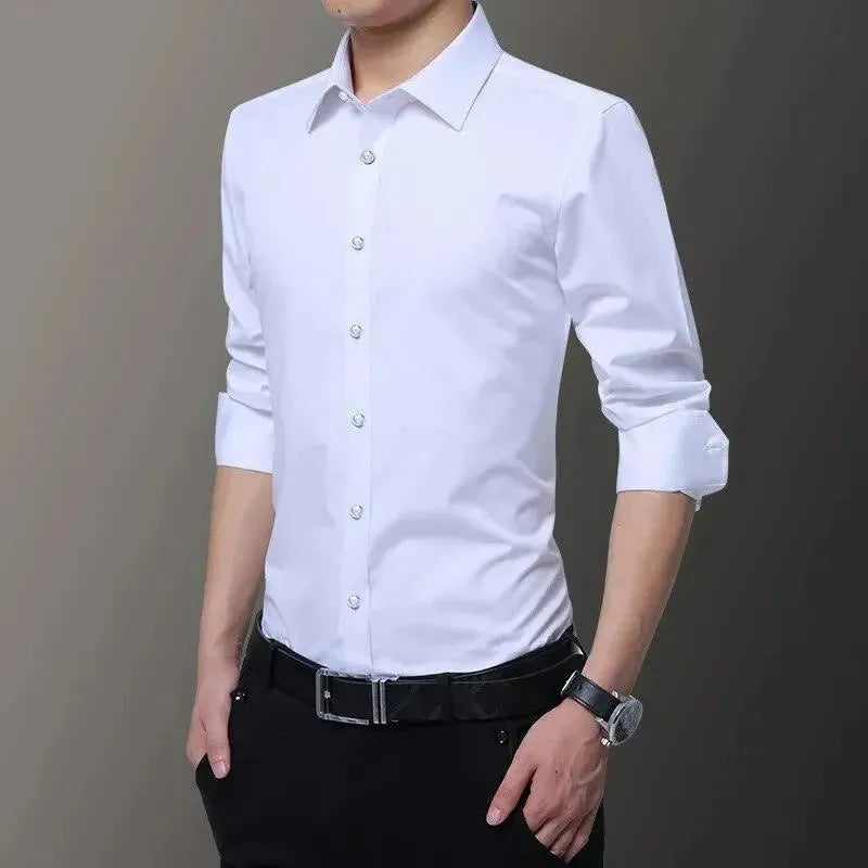 Plain Slim Fit Formal Dress Shirt - Dress Shirt - LeStyleParfait