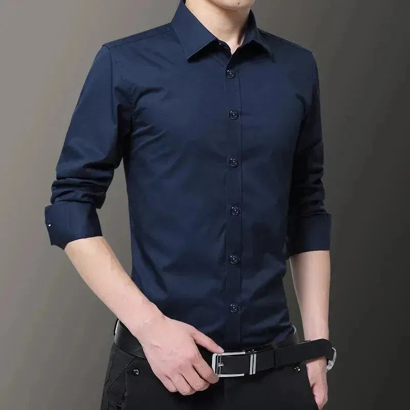 Plain Slim Fit Formal Dress Shirt - Dress Shirt - LeStyleParfait