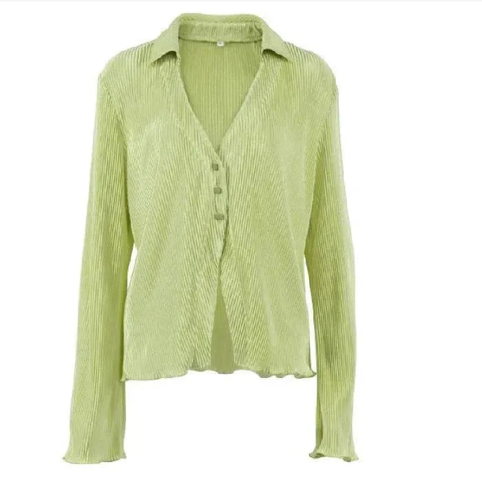 Pleated Loose Shirt - Blouse - LeStyleParfait