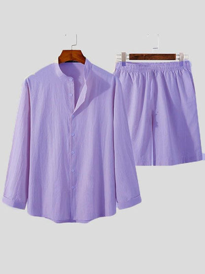 Plus Size Shorts Linen Men Clothing Set - Clothing Set - LeStyleParfait