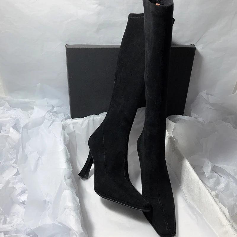 Pointy Thin High Heeled Knee High Women Boots - Knee High Boots - LeStyleParfait