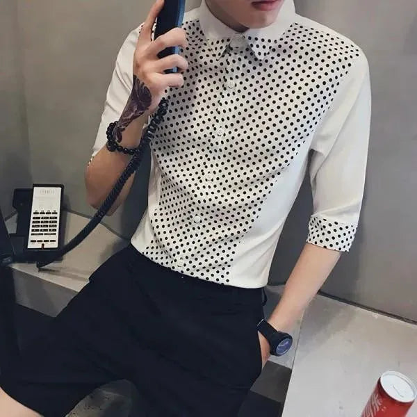 Polka Dots Casual Shirt For Men - Long Sleeve Shirt - LeStyleParfait