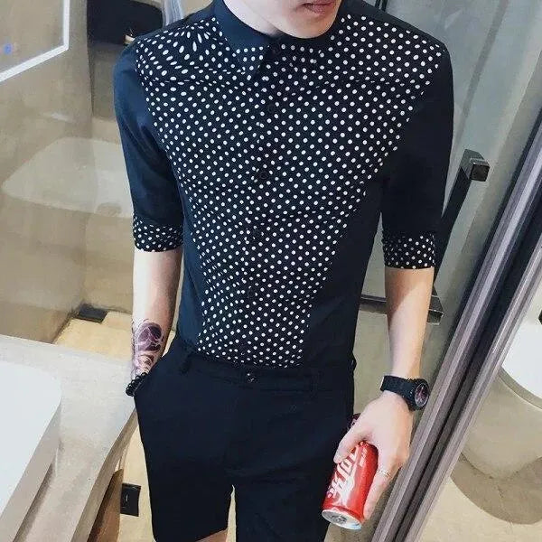Polka Dots Casual Shirt For Men - Long Sleeve Shirt - LeStyleParfait