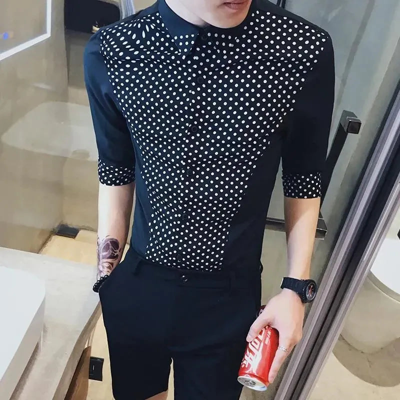 Polka Dots Casual Shirt For Men - Long Sleeve Shirt - LeStyleParfait