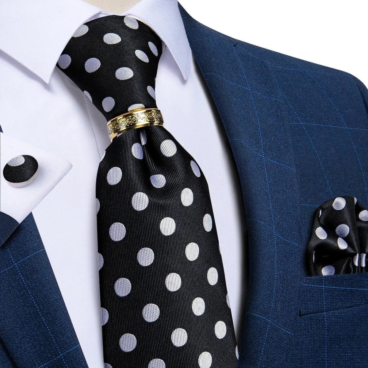 Polka Dots Silk Necktie Set - Necktie - LeStyleParfait fashion image