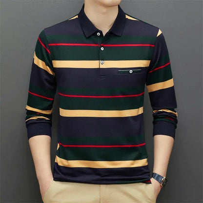 Polo Shirt Men 95% Cotton Long Sleeve Multi-color - Polo Shirt - LeStyleParfait