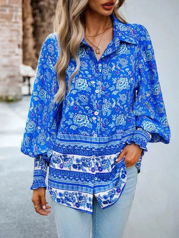 Printed Casual Long Sleeved Women Shirt - Women's Shirt - LeStyleParfait