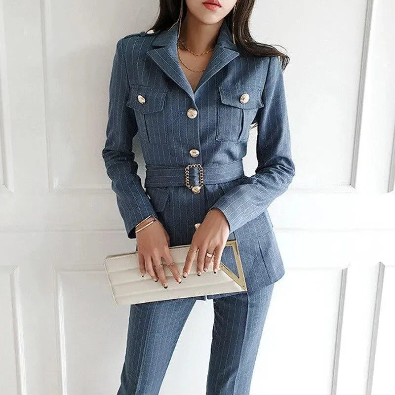 Pinstripe Women Pantsuits - Pantsuit - LeStyleParfait fashion image
