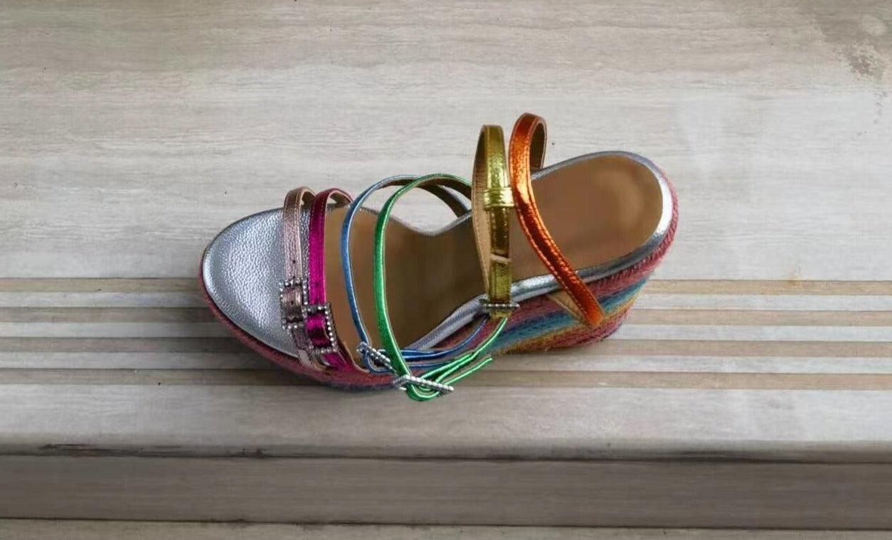 Rainbow Wedge Sandals Shoes - Wedge Shoes - LeStyleParfait