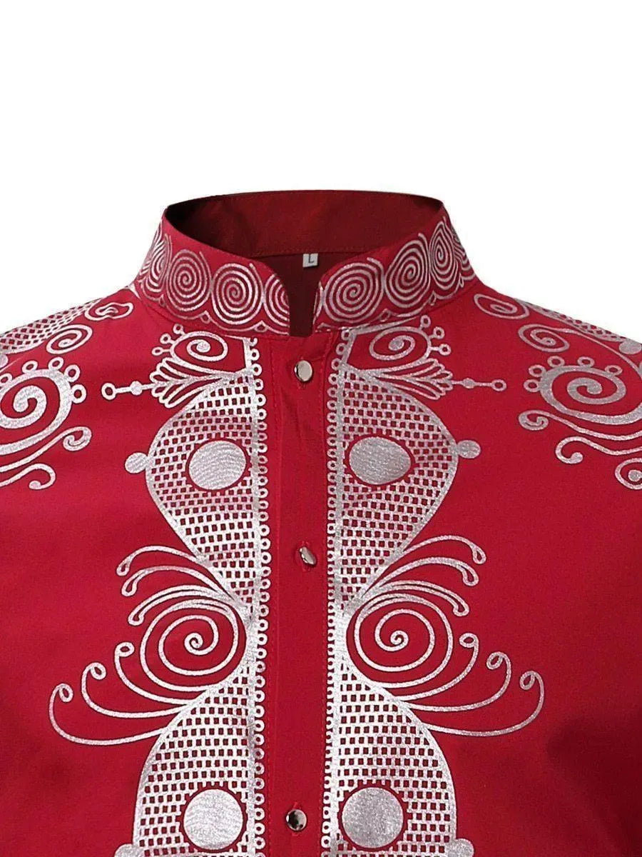 Red African Men Shirt - African Shirt - LeStyleParfait