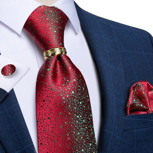 Red Galaxy Silk Necktie Set - Necktie - LeStyleParfait